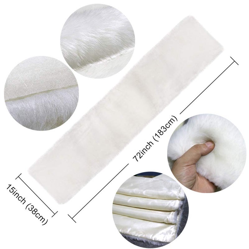 OurWarm Christmas Table Runner 72 x 15 Inch, Snowy White Faux Fur Table Runner for Christmas Table Decorations - Image 2